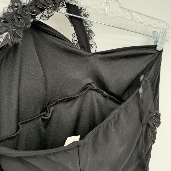 Taboo 90s Y2k Black Ruched Lace One Shoulder Vintage Mini Formal Dress XL - Picture 9 of 13